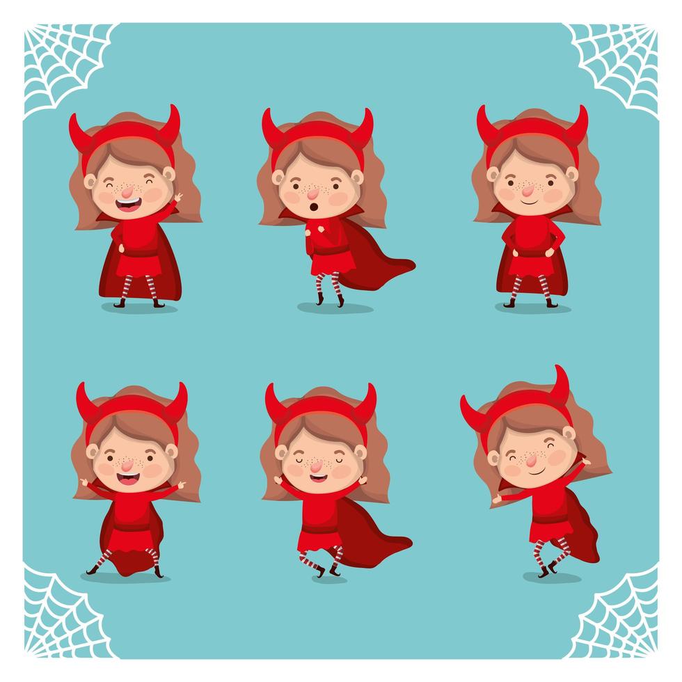 girl in a devil costume set vector