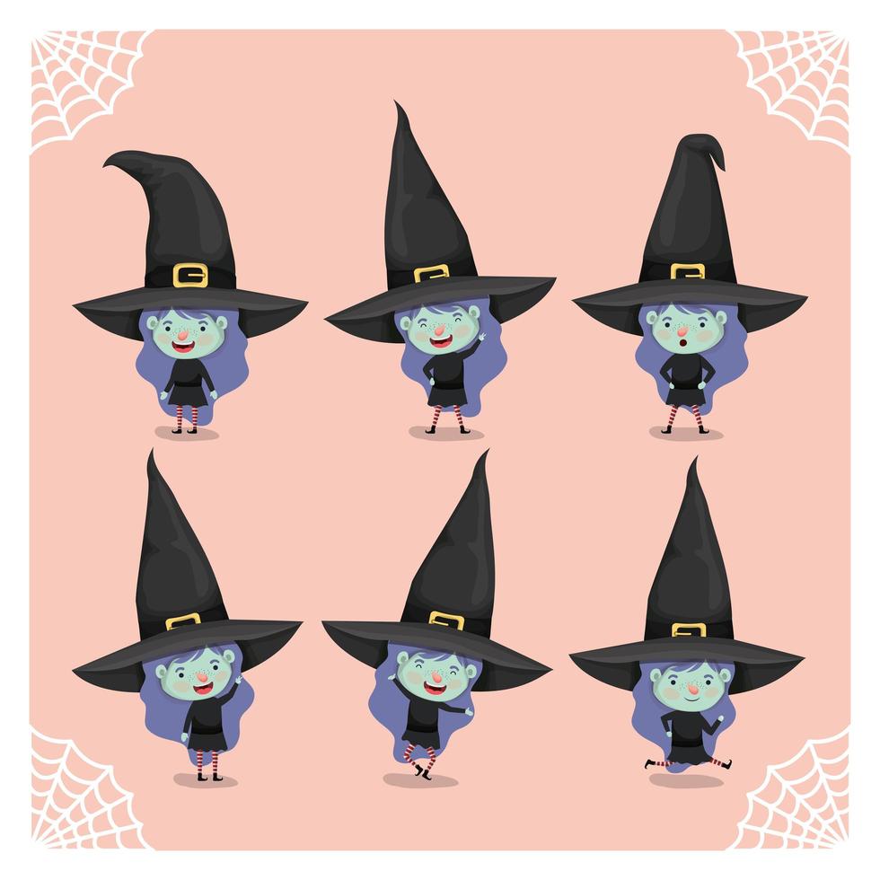 girl in a witch costume set vector