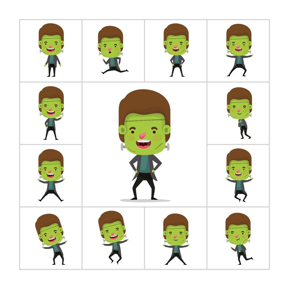 boy in a green monster costume vector