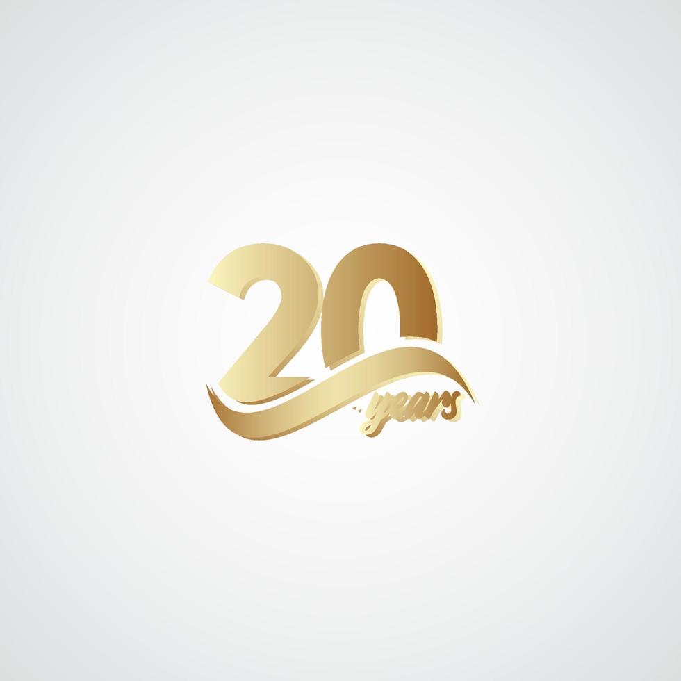 20 Years Anniversary Celebration Elegant Gold Logo Vector Template Design Illustration