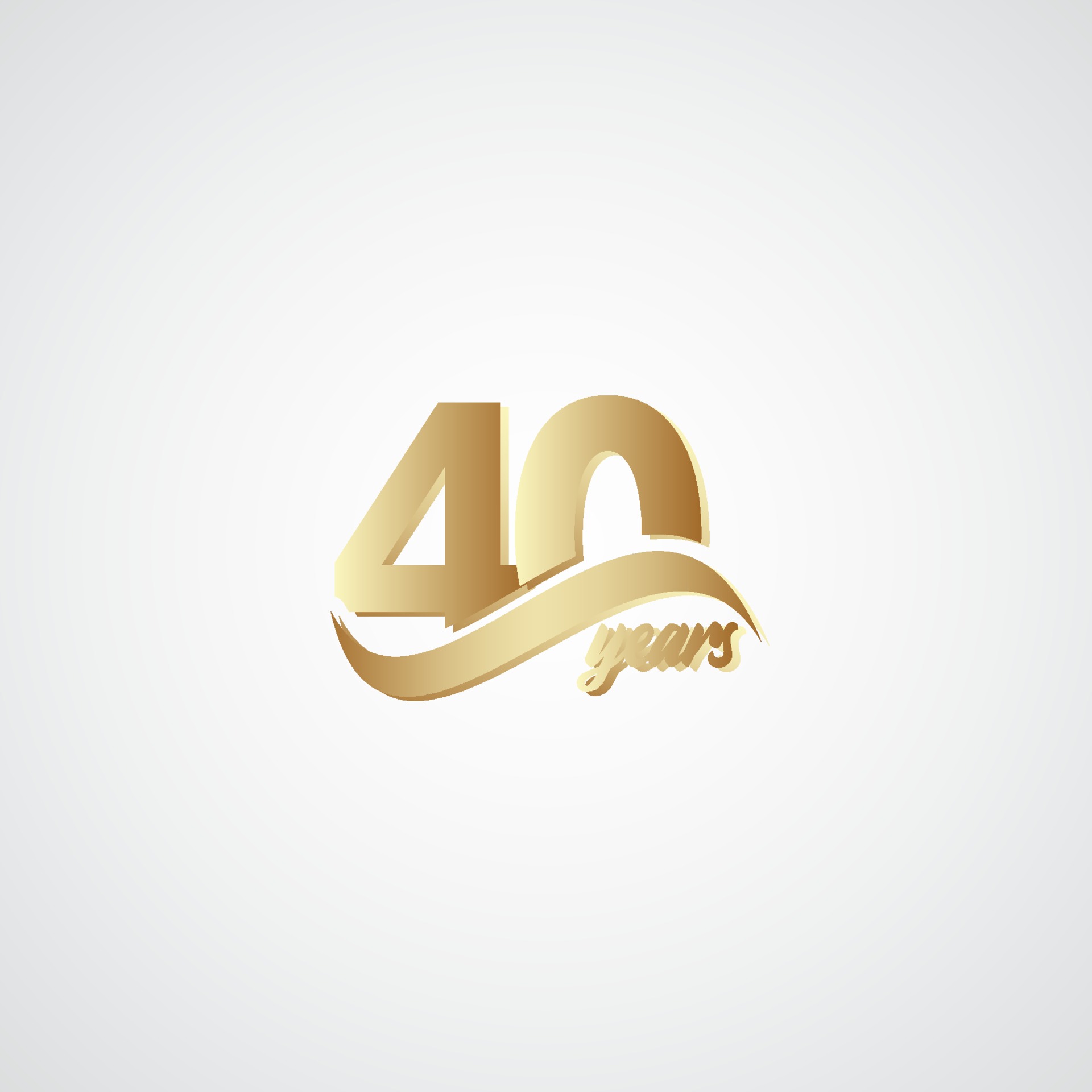 40 Years Anniversary Celebration Elegant Gold Logo Vector Template
