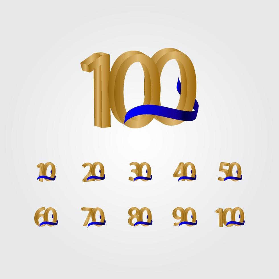 100 Years Anniversary Celebration Number Gold Vector Template Design Illustration