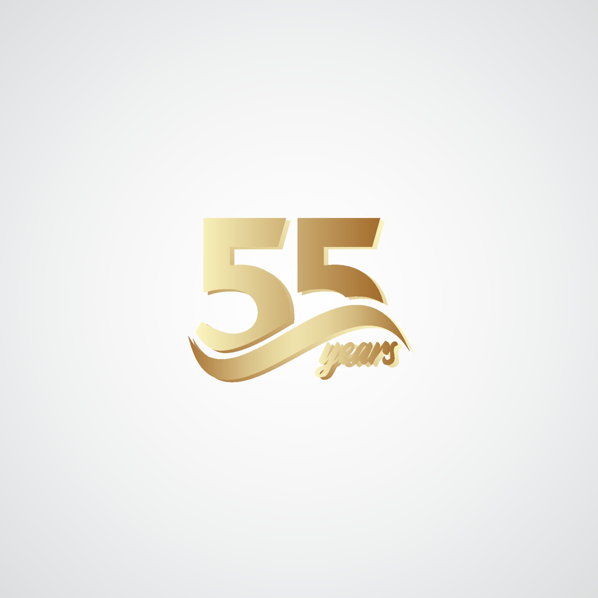 55 Years Anniversary Celebration Elegant Gold Logo Vector Template