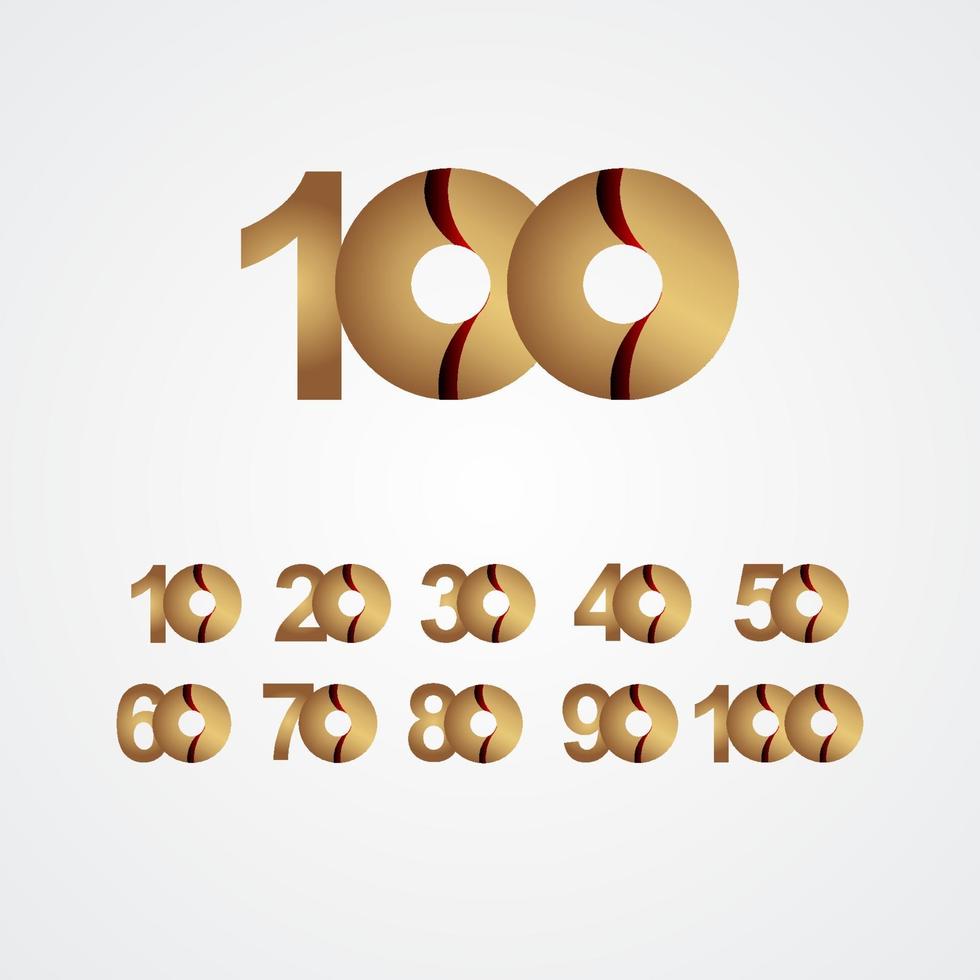 100 Years Anniversary Celebration Gold Vector Template Design Illustration