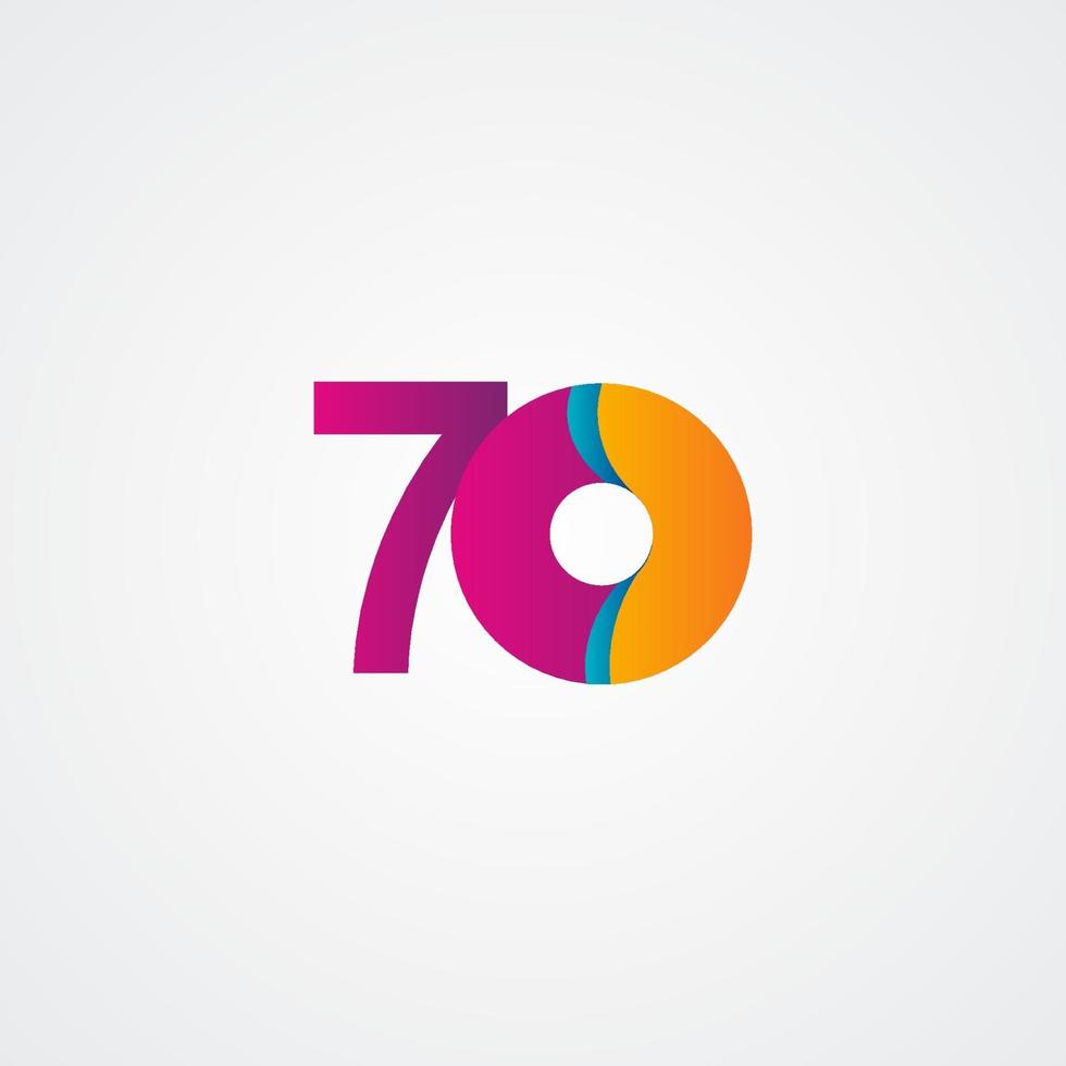 70 Years Anniversary Celebration Purple Vector Template Design Illustration