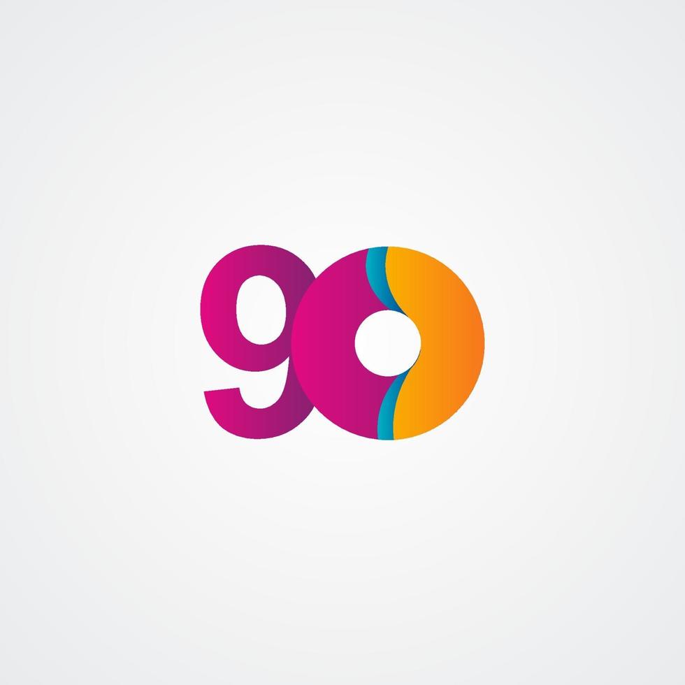 90 Years Anniversary Celebration Purple Vector Template Design Illustration