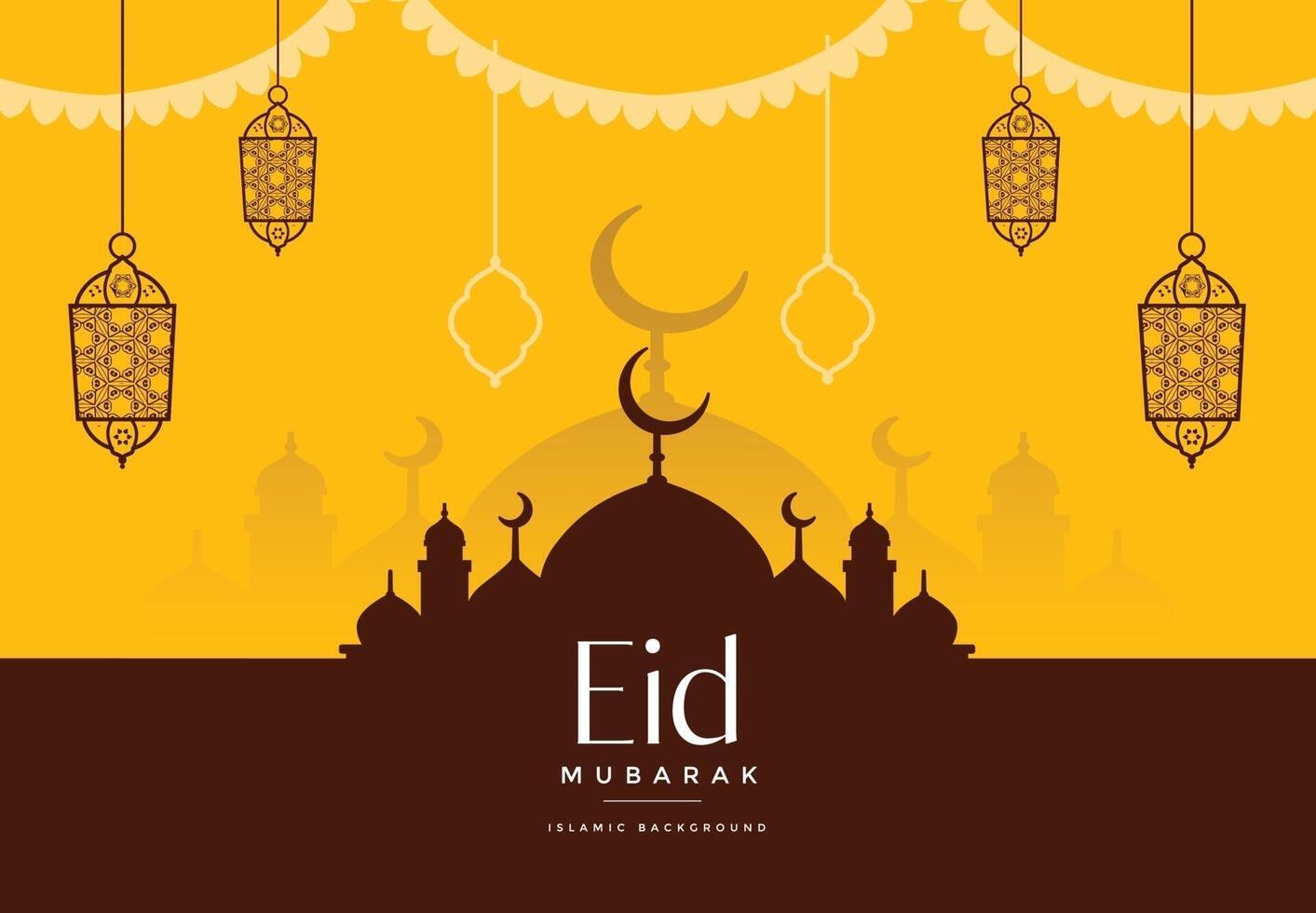 eid mubarak greeting background template vector