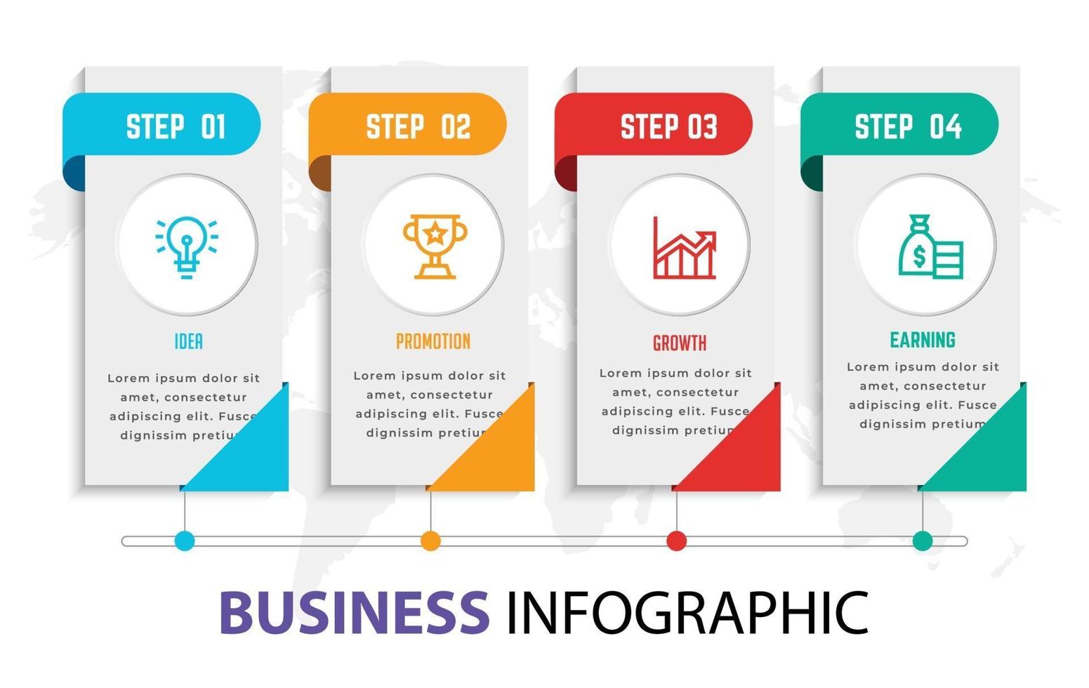 plantilla de elemento de infografía empresarial, plantilla de proceso de paso vector