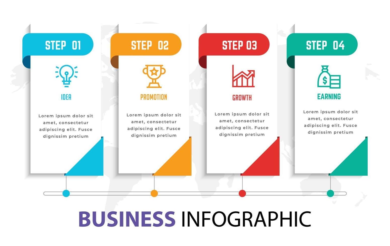 plantilla de elemento de infografía empresarial, plantilla de proceso de paso vector