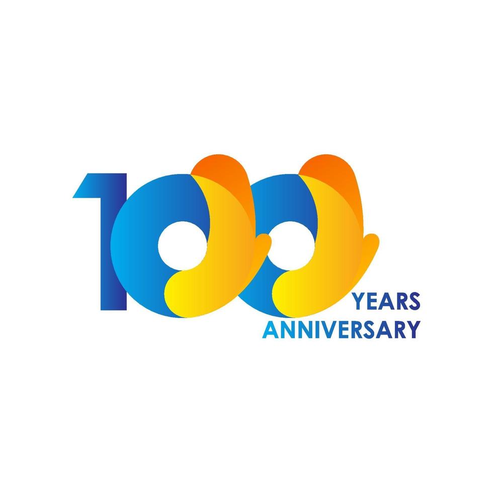 Ilustración de diseño de plantilla de vector amarillo azul celebración de aniversario de 100 años