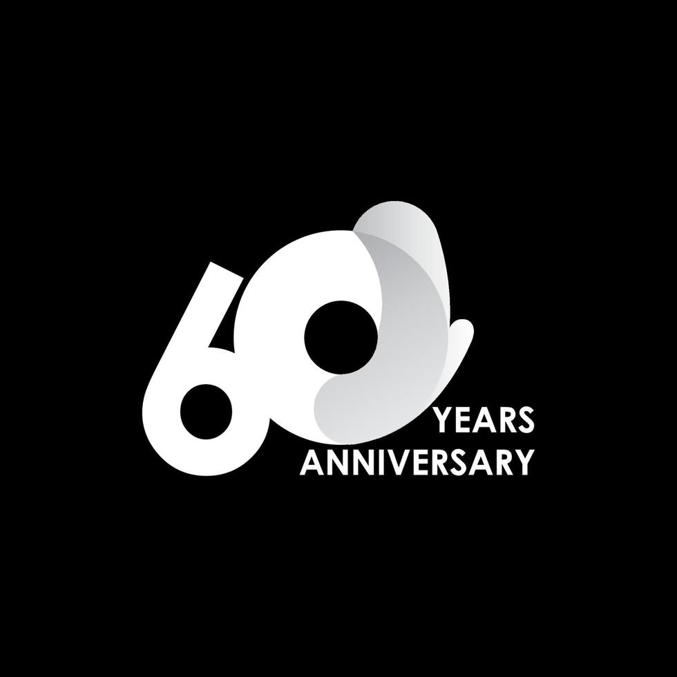 Ilustración de diseño de plantilla de vector de círculo blanco de celebración de aniversario de 60 años