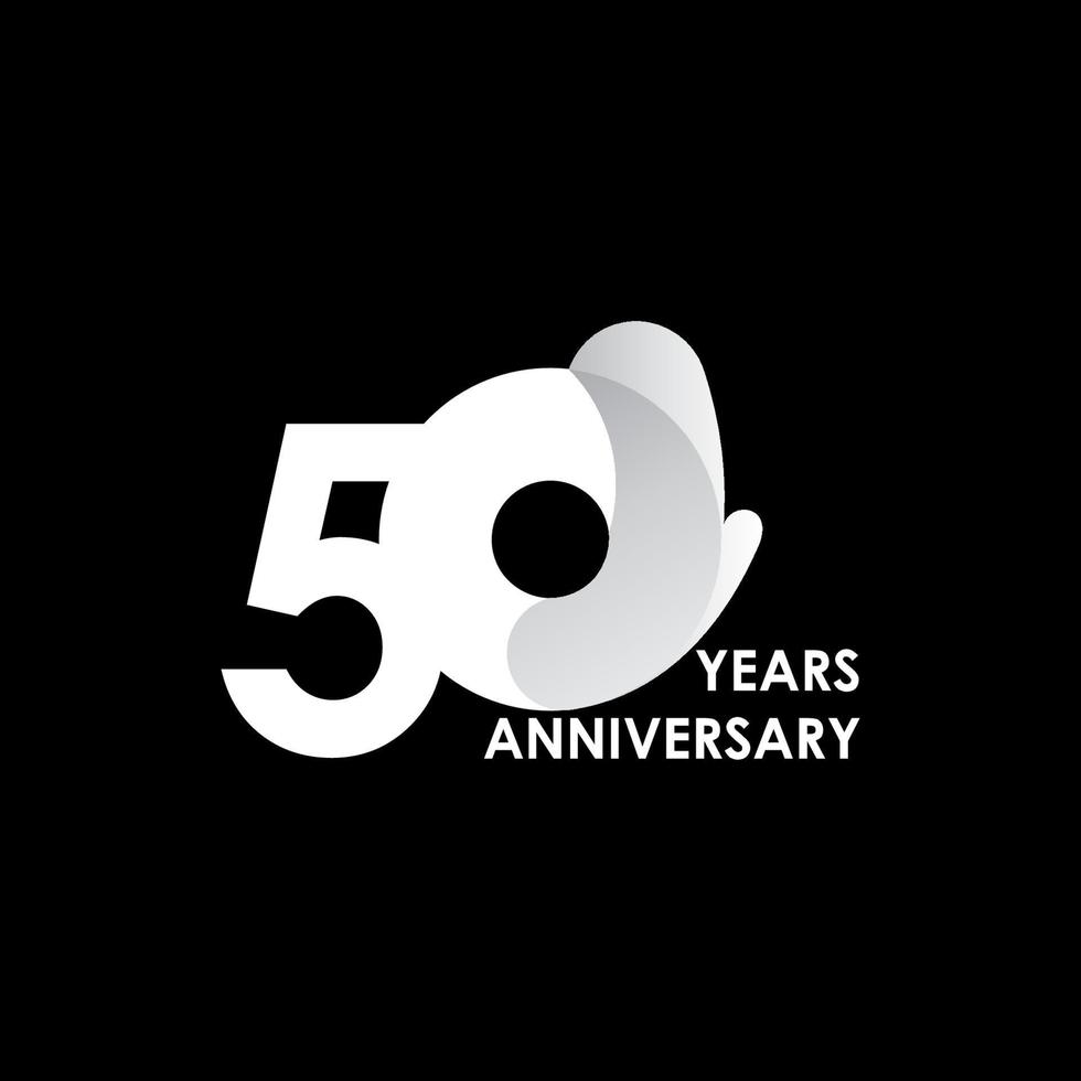 50 Years Anniversary Celebration White Circle Vector Template Design Illustration