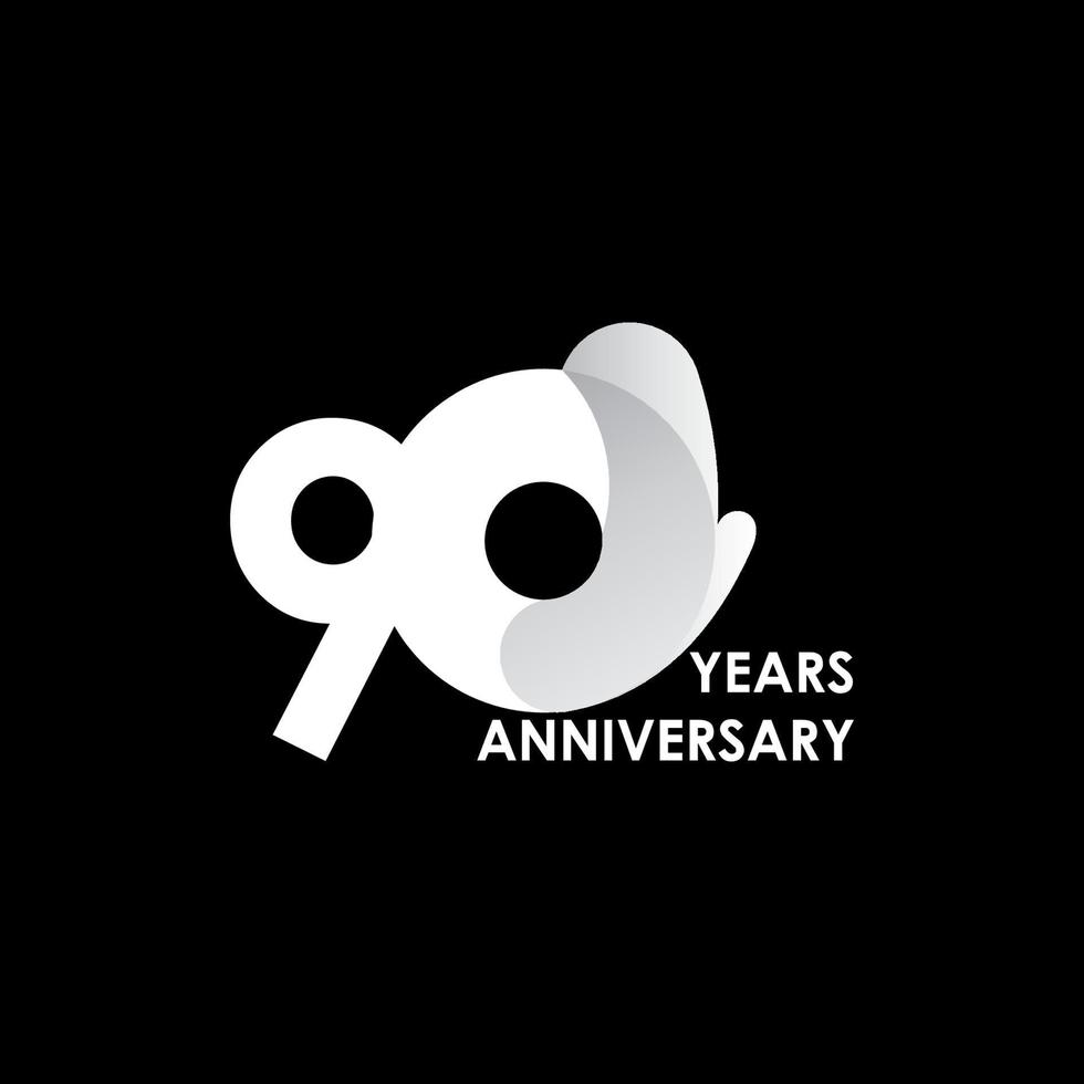 90 Years Anniversary Celebration White Circle Vector Template Design Illustration