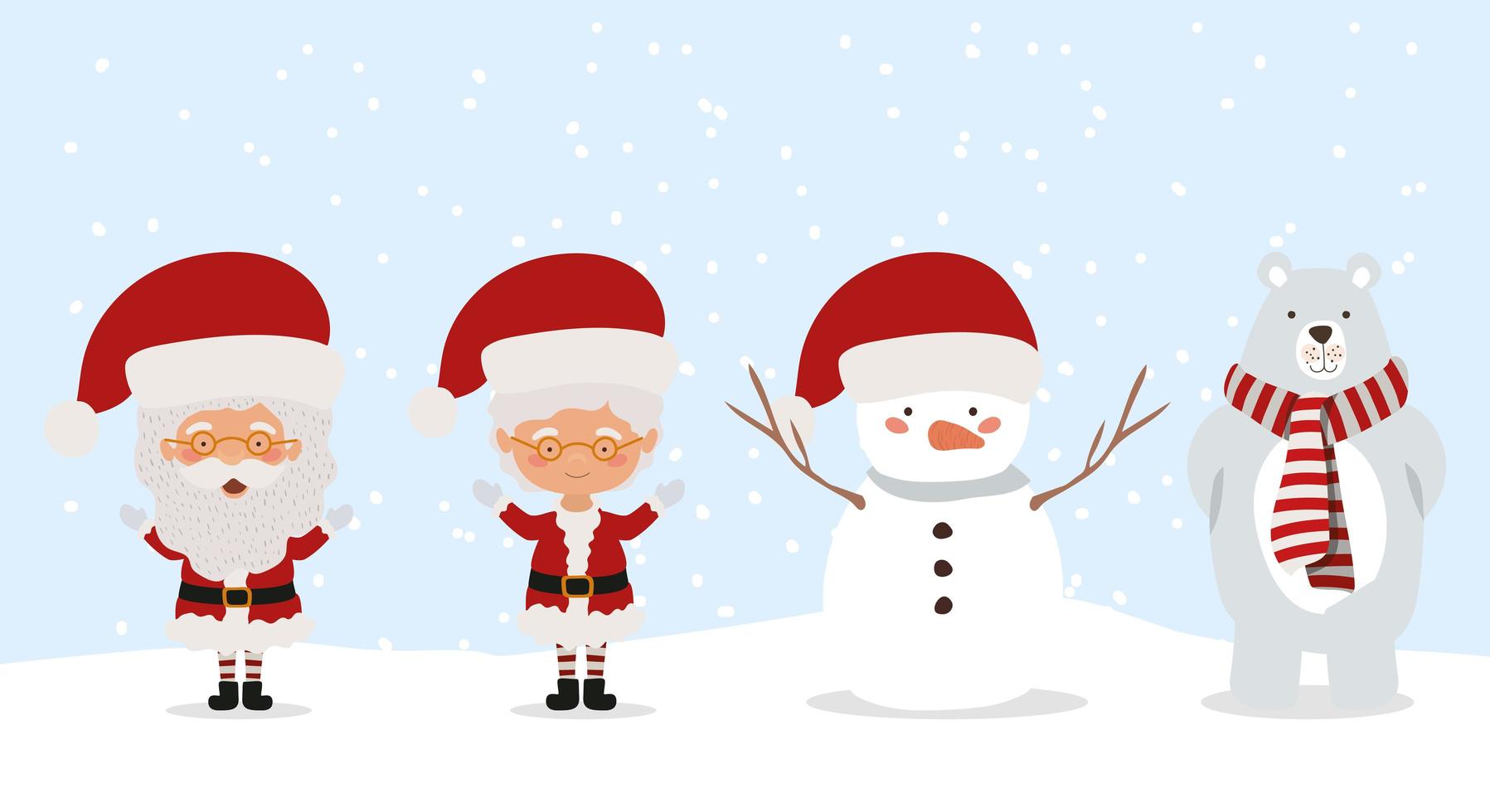 Cute Christmas characters vector