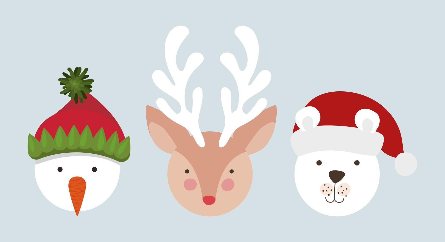 Cute Christmas characters vector