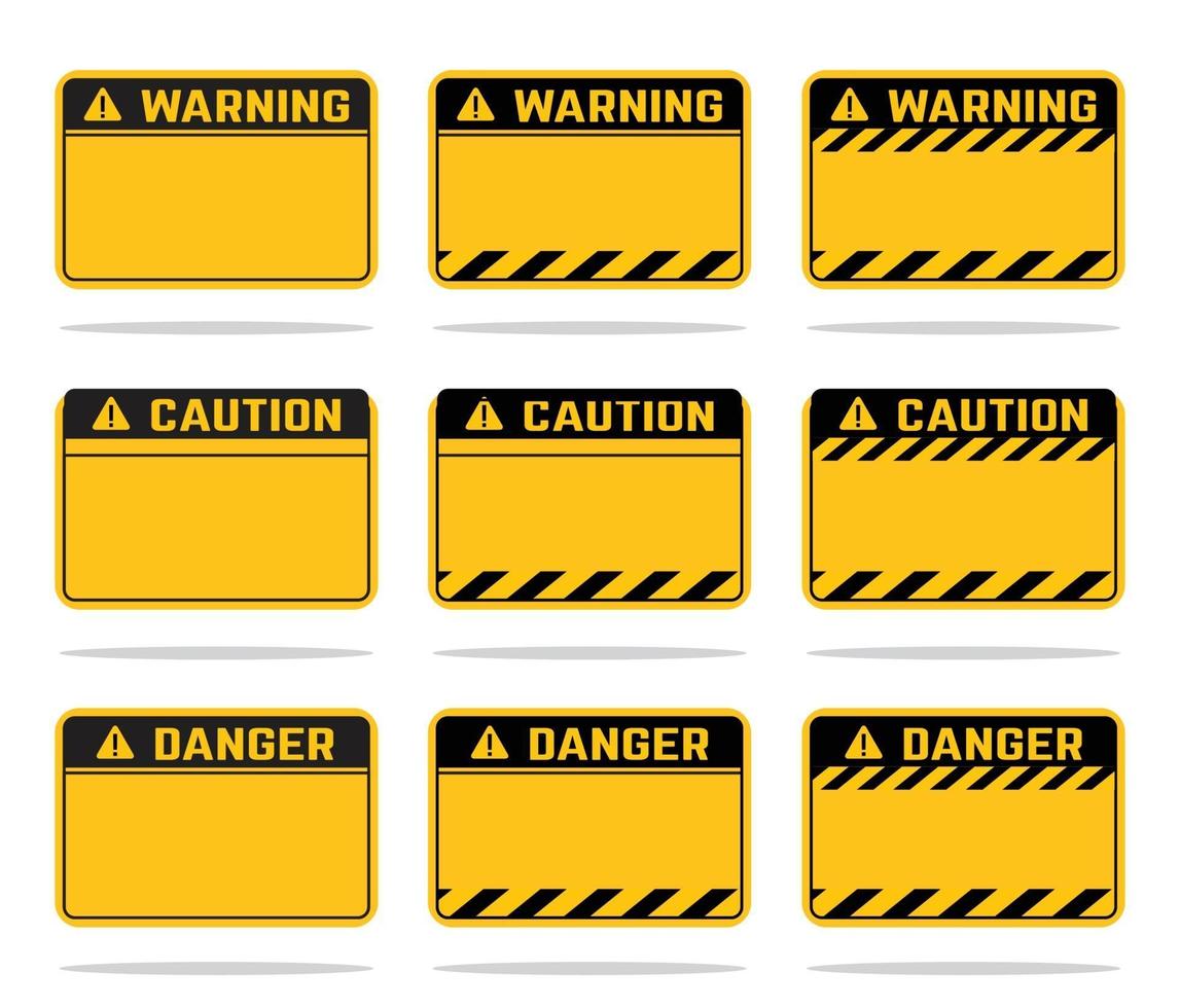 plantilla de precaución de peligro de advertencia amarilla vector