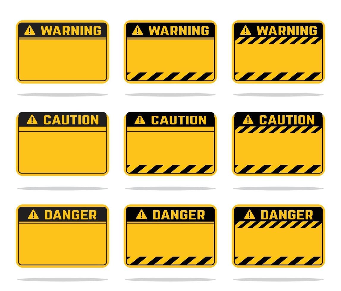yellow warning danger caution template vector
