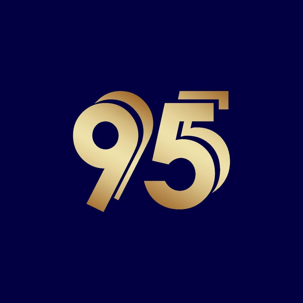 95 Years Anniversary Celebration Blue Gold Vector Template Design Illustration