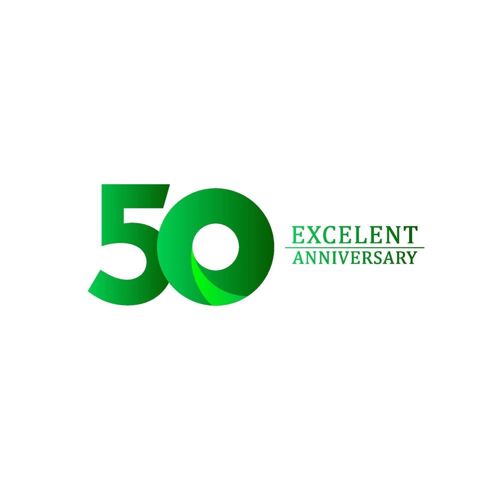 50 Years Excellent Anniversary Celebration Green Logo Vector Template Design Illustration