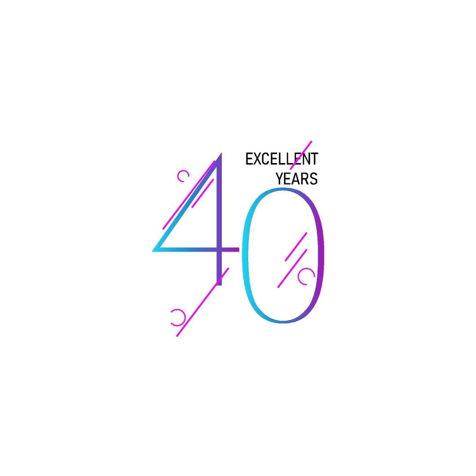 40 Years Anniversary Celebration Elegant Number Vector Template Design Illustration