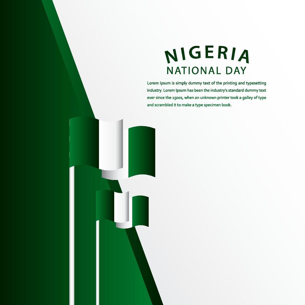 Feliz celebración del día nacional de Nigeria ilustración de diseño de plantilla de vector