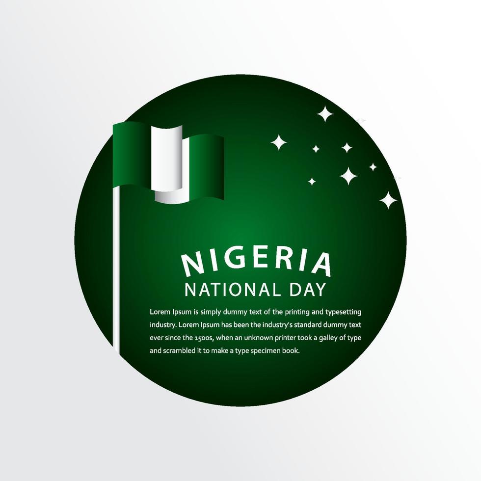 Feliz celebración del día nacional de Nigeria ilustración de diseño de plantilla de vector