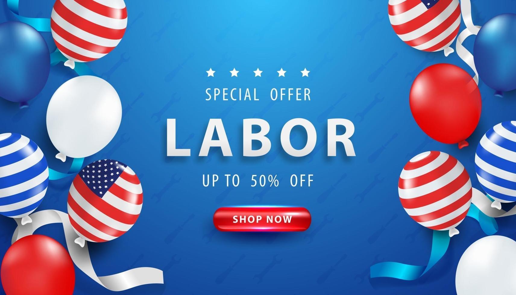 Happy Labor Day background with realistic elements. vector