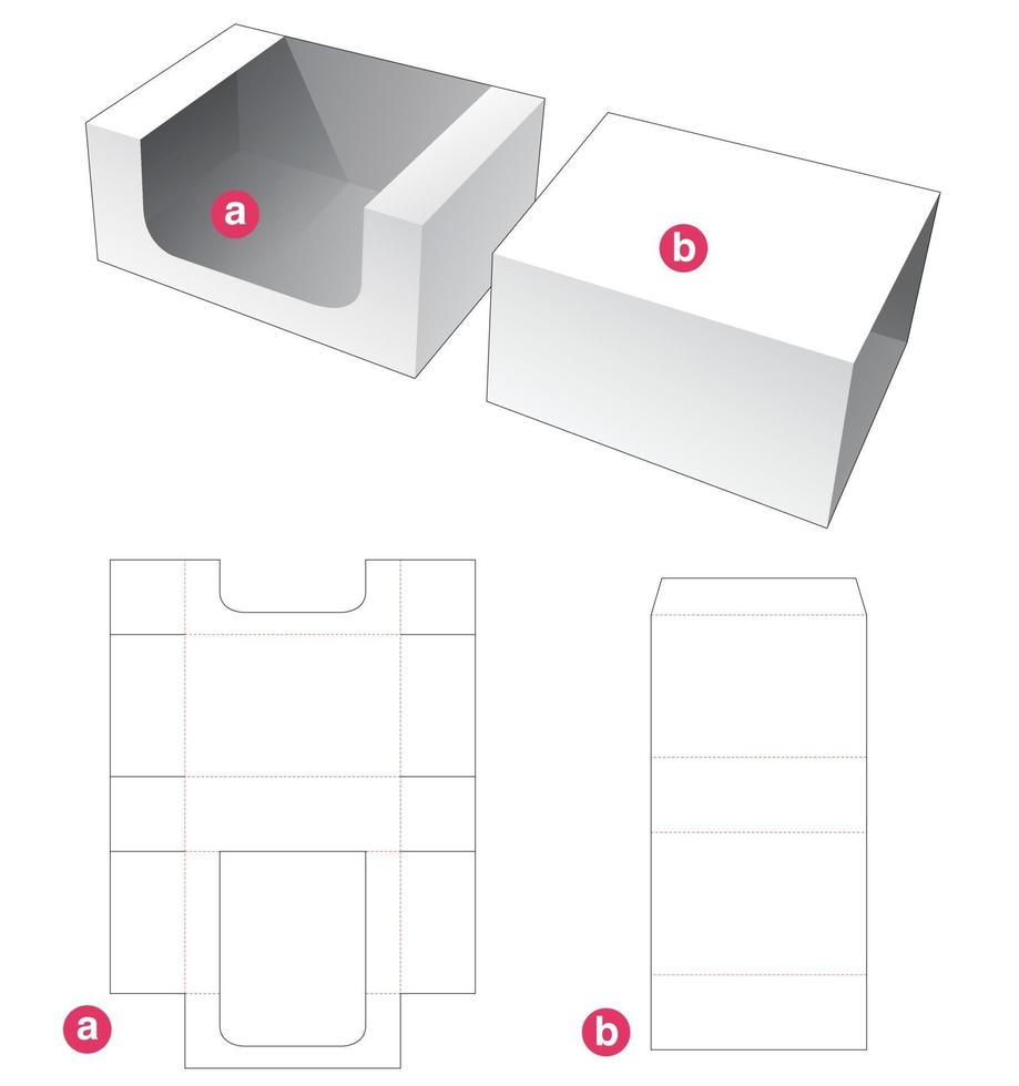 bandeja rectangular y plantilla troquelada de tapa vector