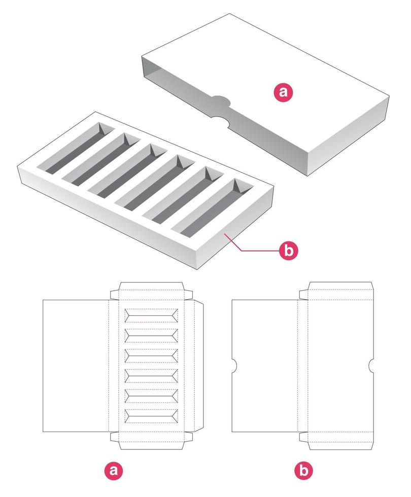 Cosmetic insert box with cover die cut template vector