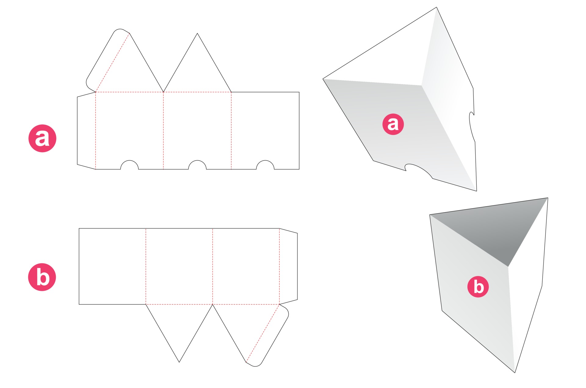 Triangular shaped box with cover die cut template 2110746 Vector Art at