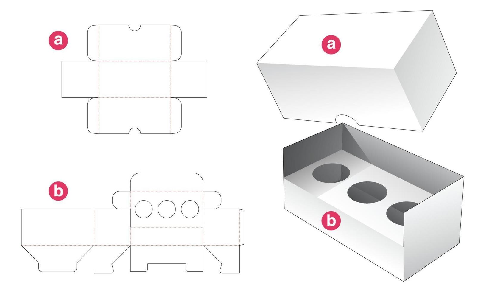 Insert cosmetic box and lid die cut template vector