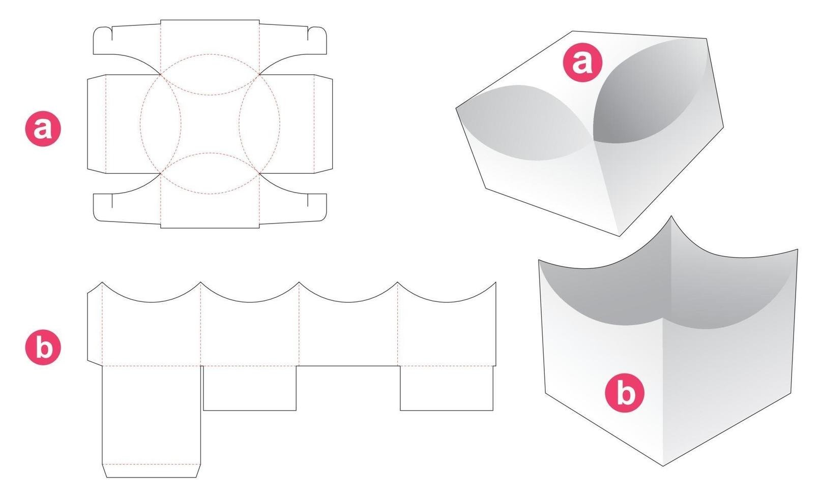 caja de regalo y plantilla troquelada de tapa superior curva vector