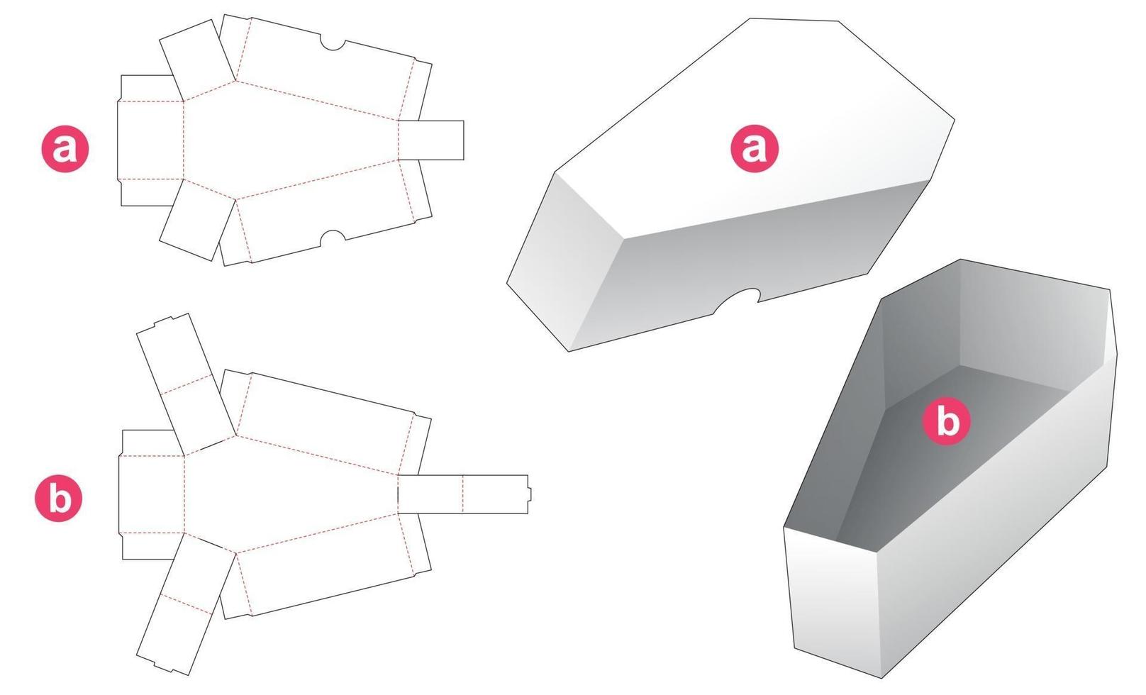Coffin shaped bowl and lid die cut template vector