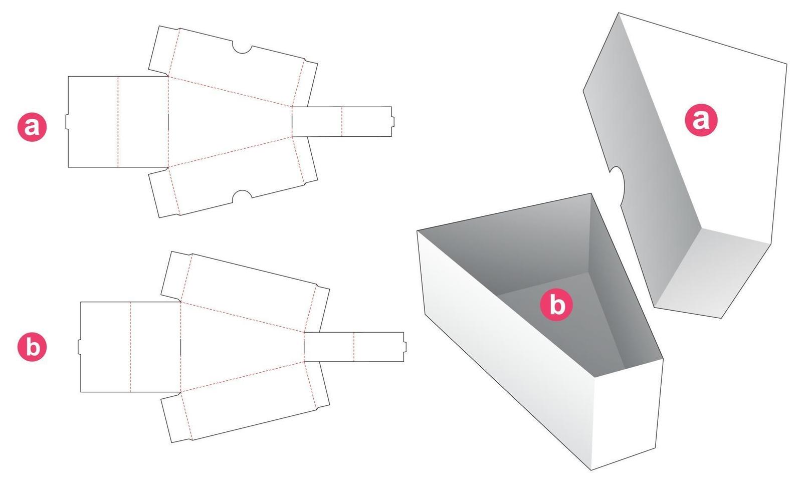 caja triangular con tapa plantilla troquelada vector