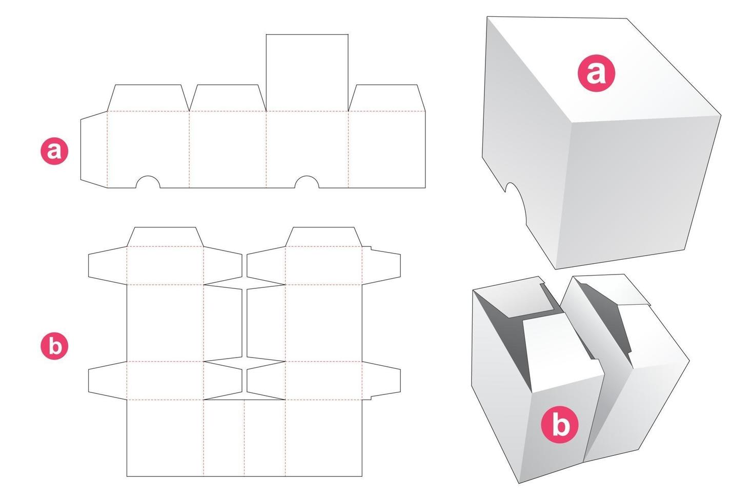 Plantilla troquelada de caja doble y tapa vector