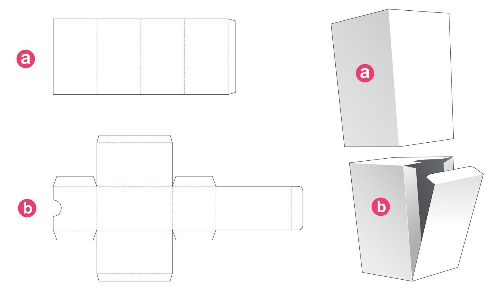 Caja simple de cartón y plantilla troquelada de tapa. vector