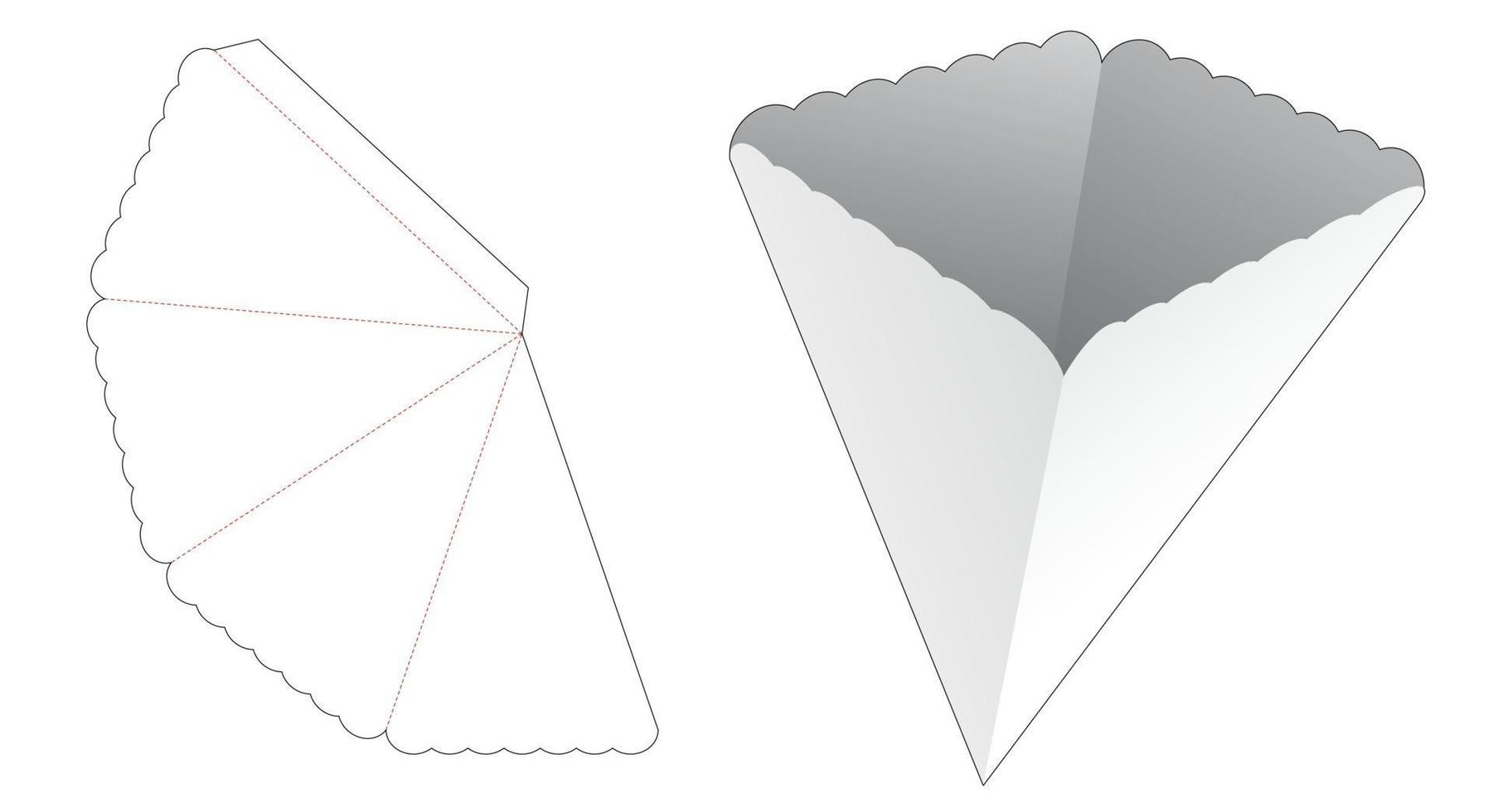 Rectagular pylon shaped snack container die cut template vector