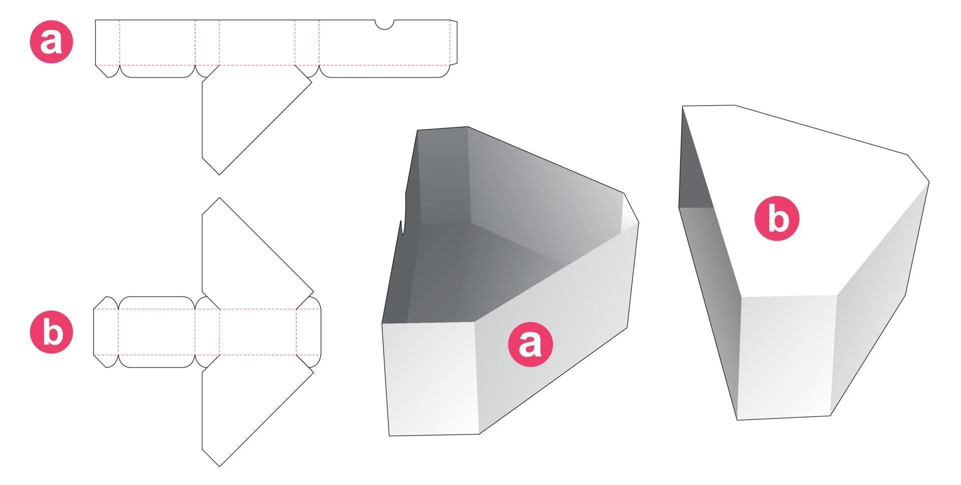 Sliding diamond shaped box die cut template vector