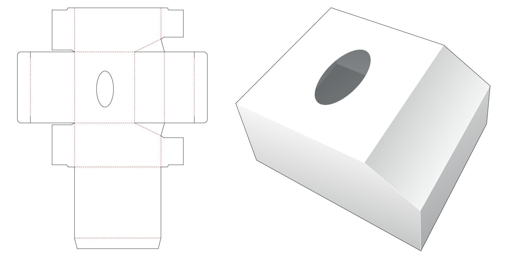 Plantilla troquelada de caja de pañuelos biselada vector