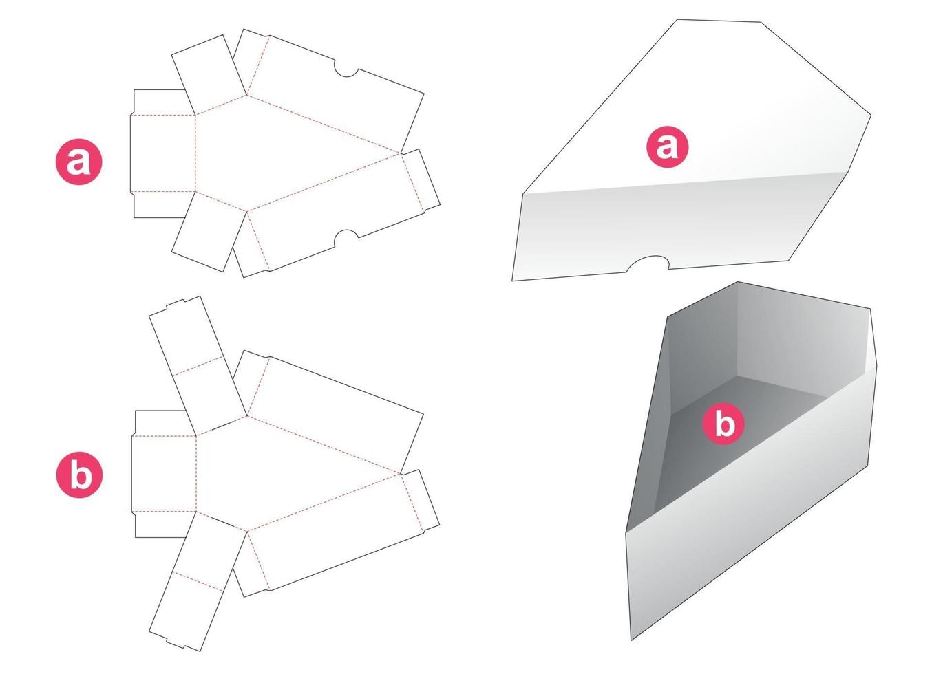 Jewelry shaped box with lid die cut template vector