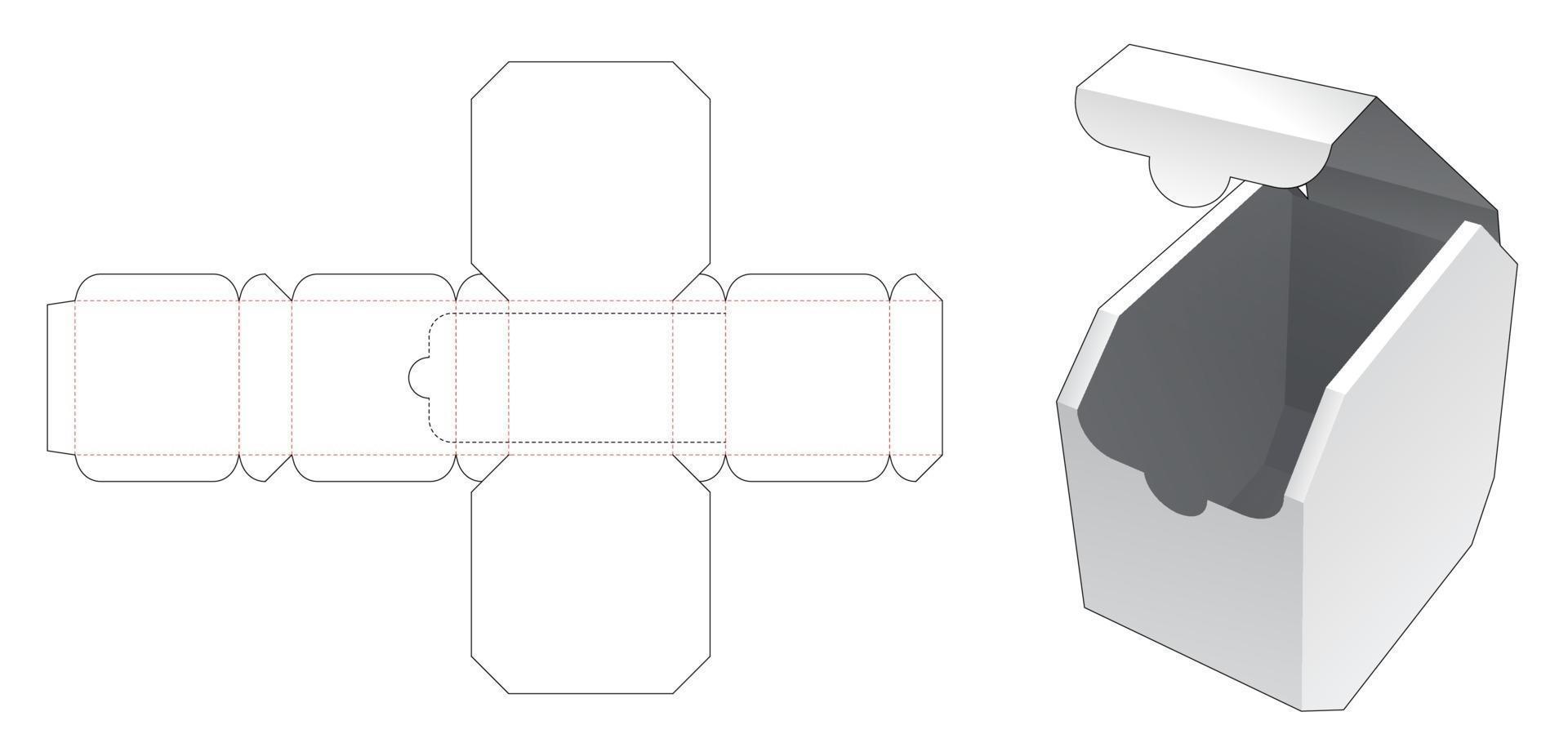 Plantilla troquelada de caja octogonal con cremallera vector