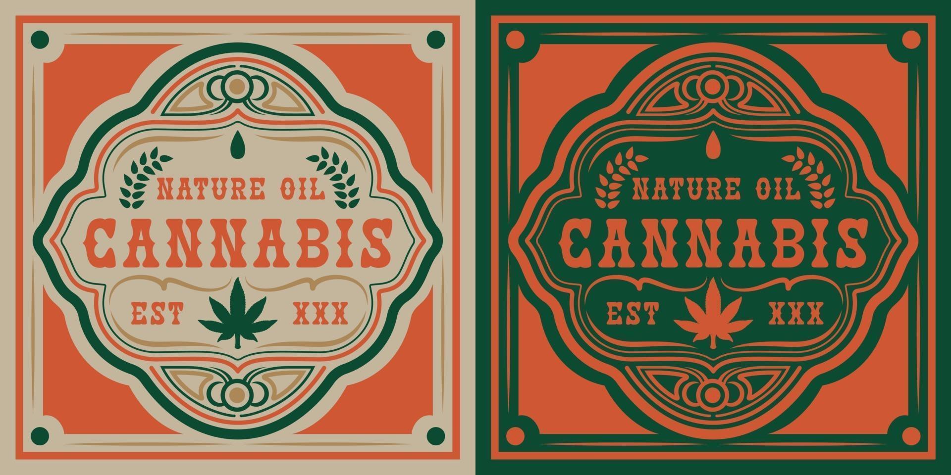 Vector badge of cannabis leaf