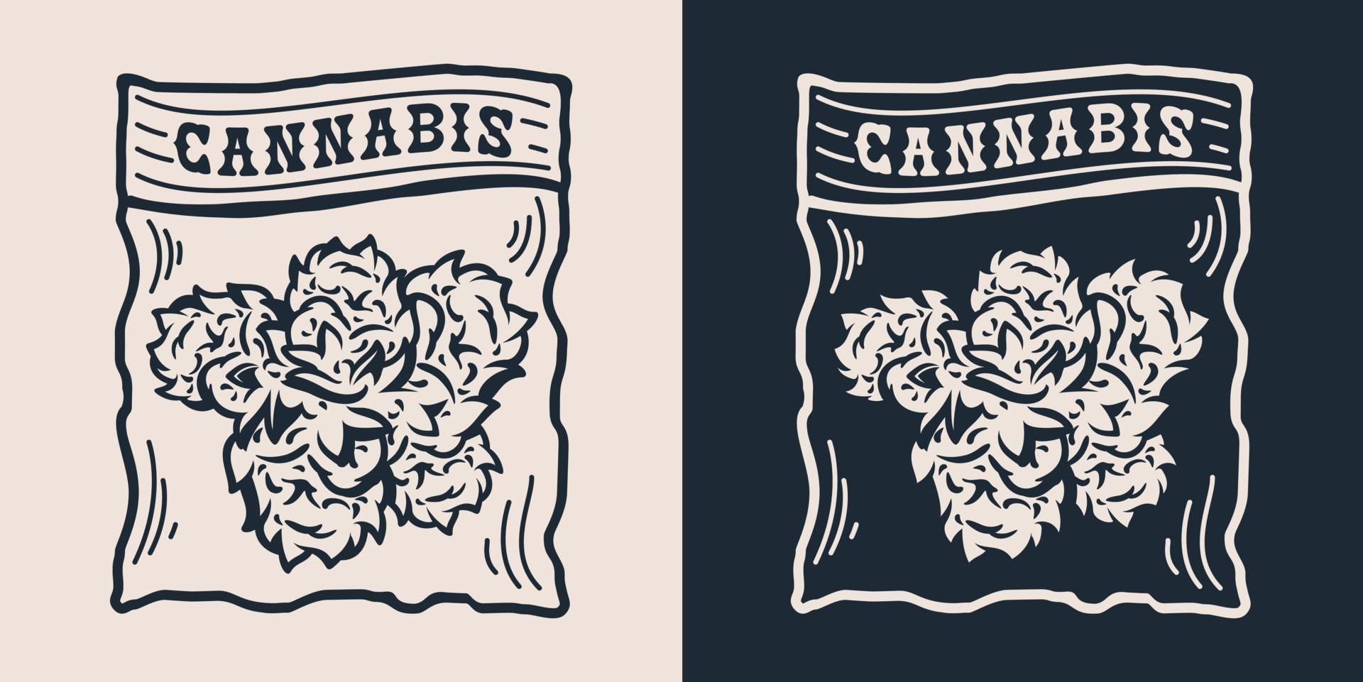 Cannabis in a plastic bag vector