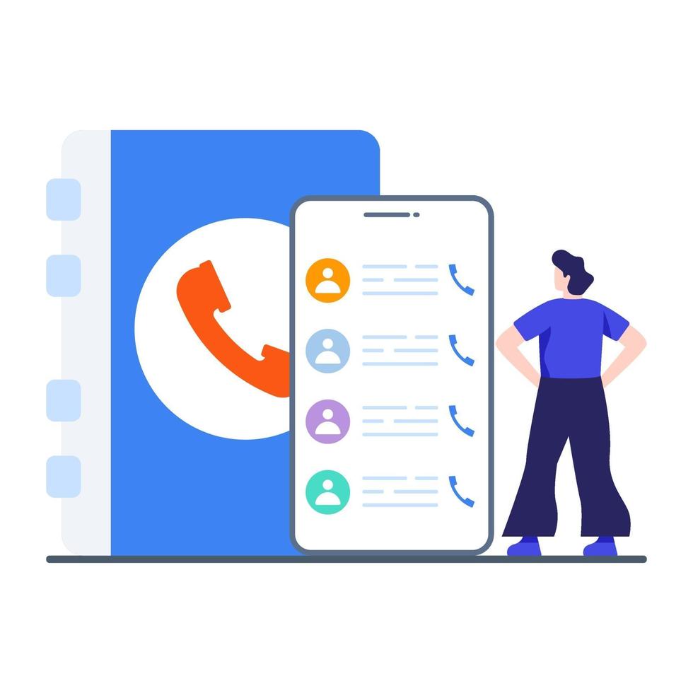 concepto de aplicación de contactos telefónicos vector