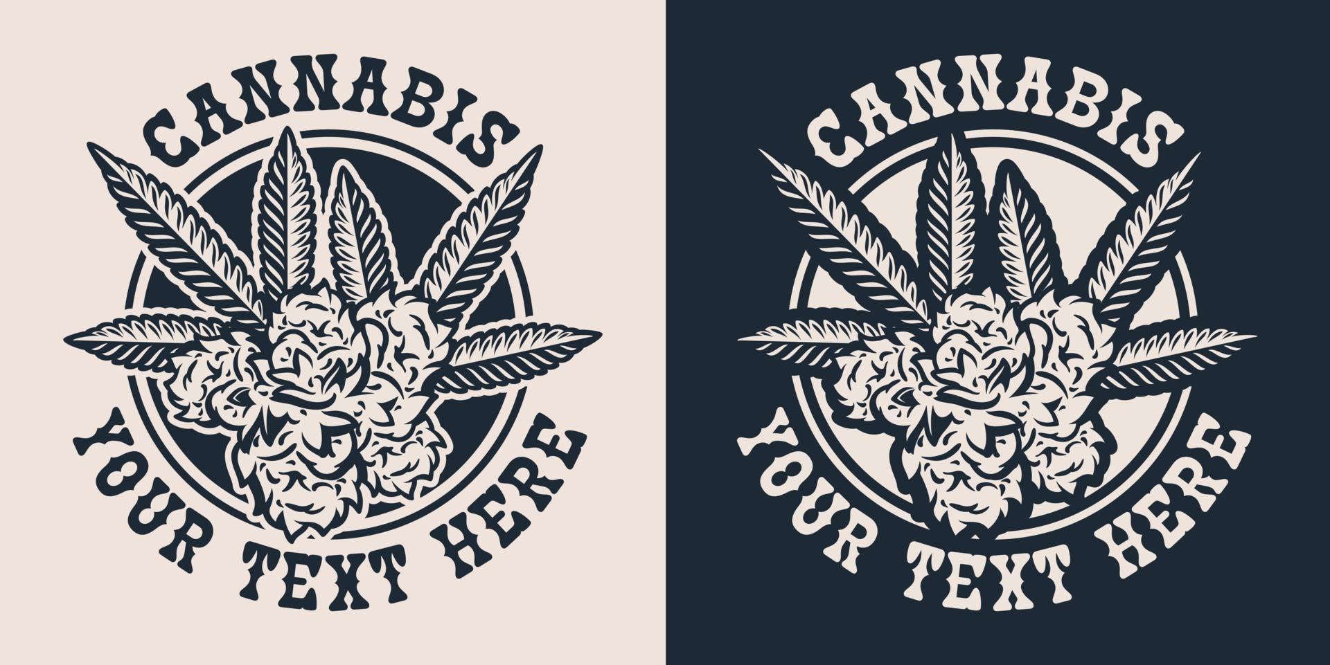 Set vector illustrations with a hemp leaf