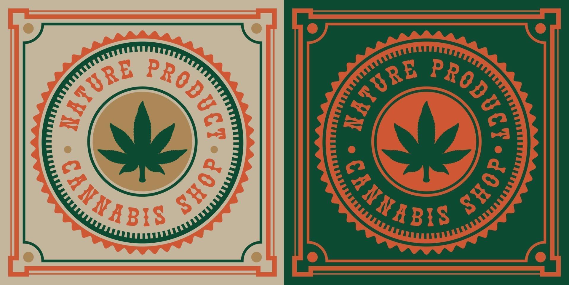 Vintage emblem of cannabis leaf vector