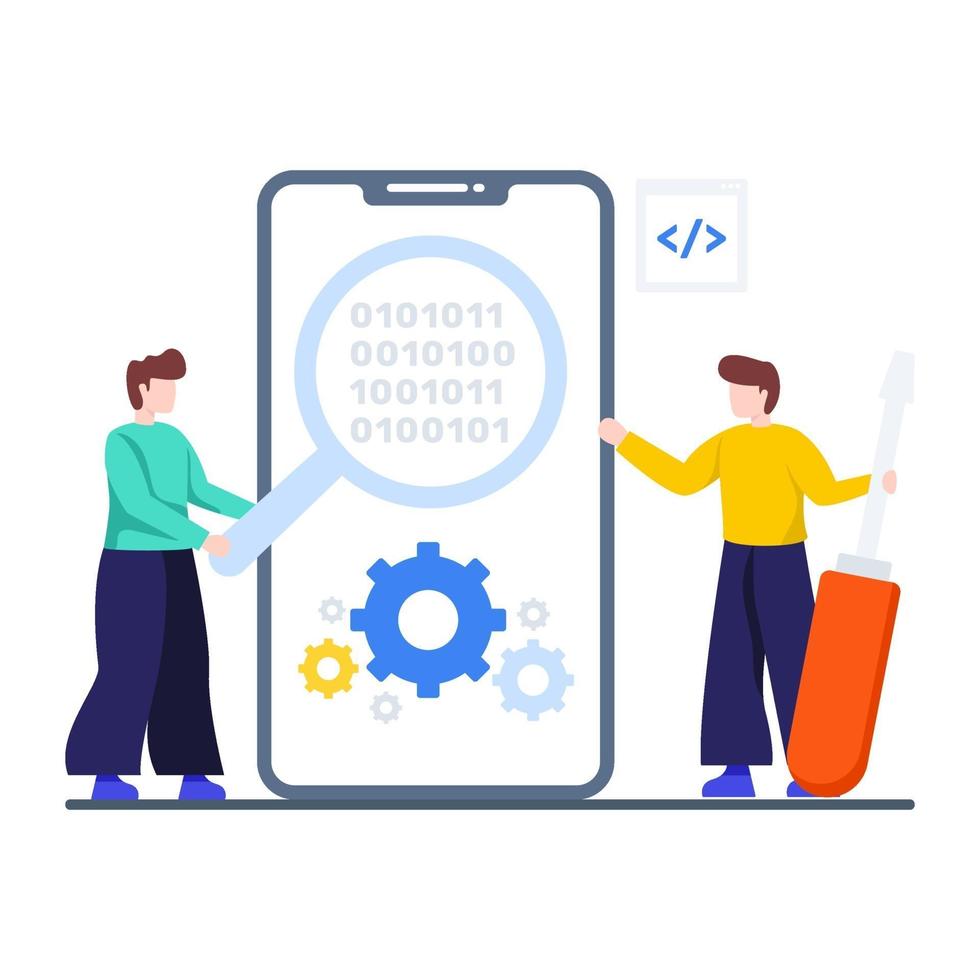 Mobile Automation Testing Concept vector