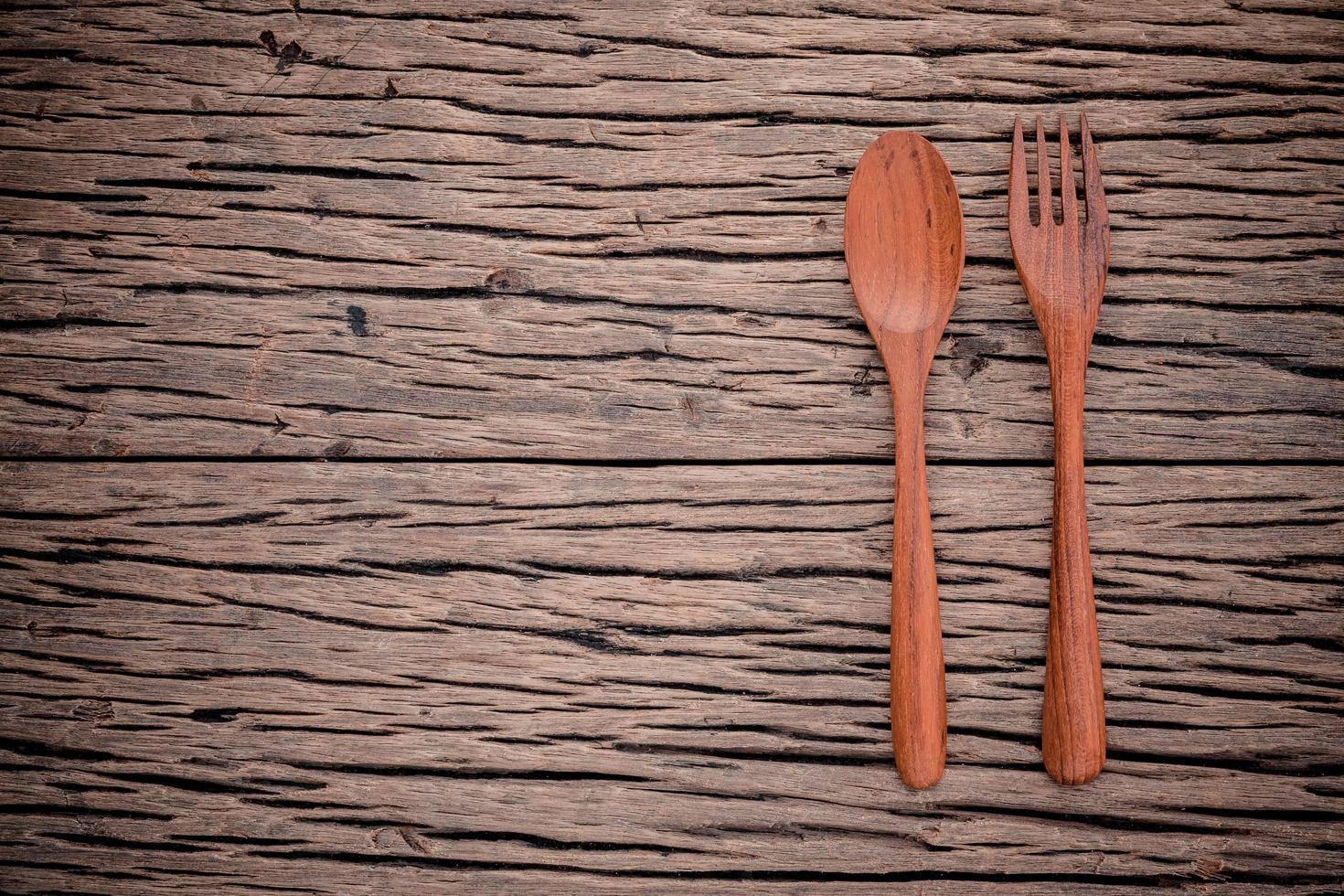 Wooden fork and spoon with copy space photo