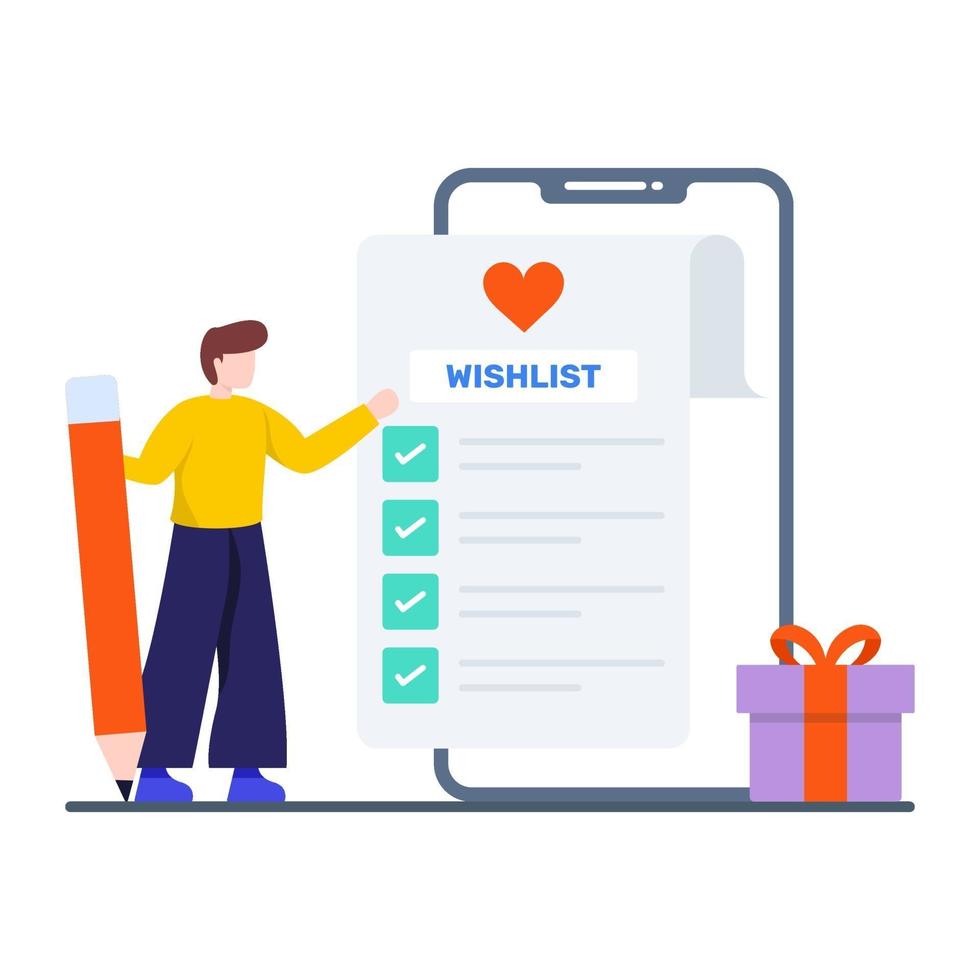 Wish List and Shopping Concept vector