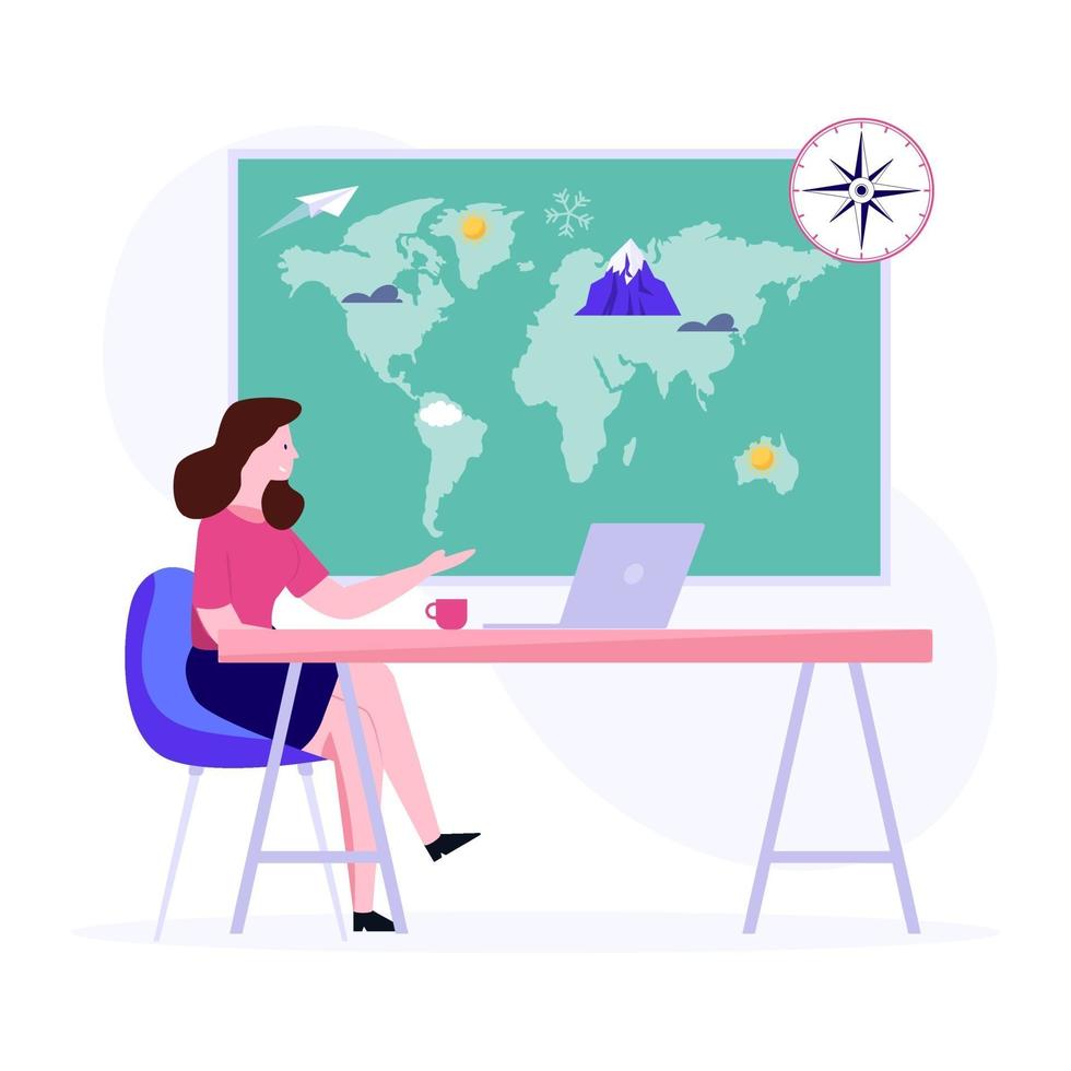 Woman in Geography Concept vector